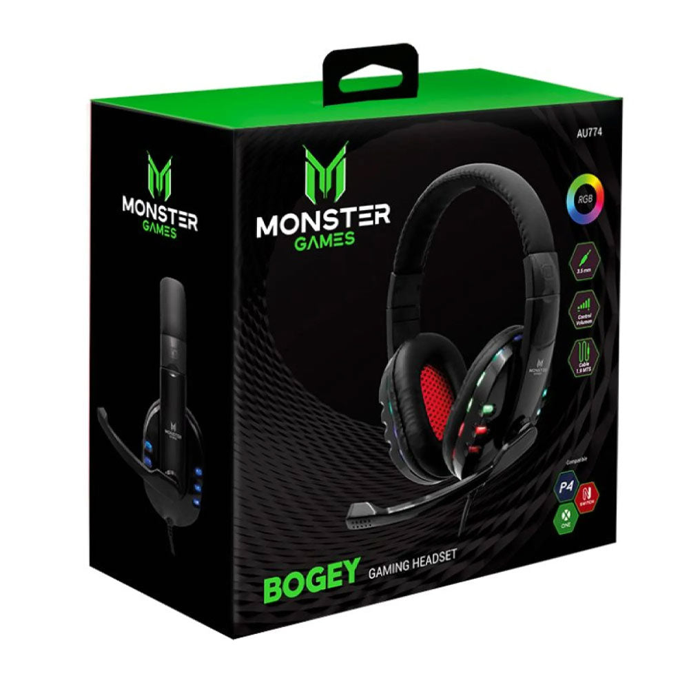 Audifonos Gamer Monster Bogey AU774 Headset RGB Jack 3.5mm