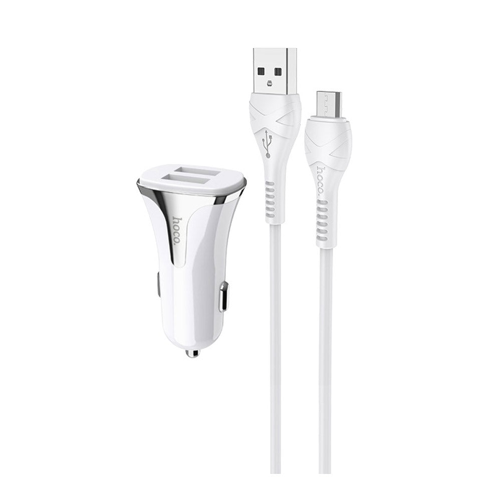 Cargador para Auto Hoco Z31 QC 3.0 Cable Micro USB Blanco