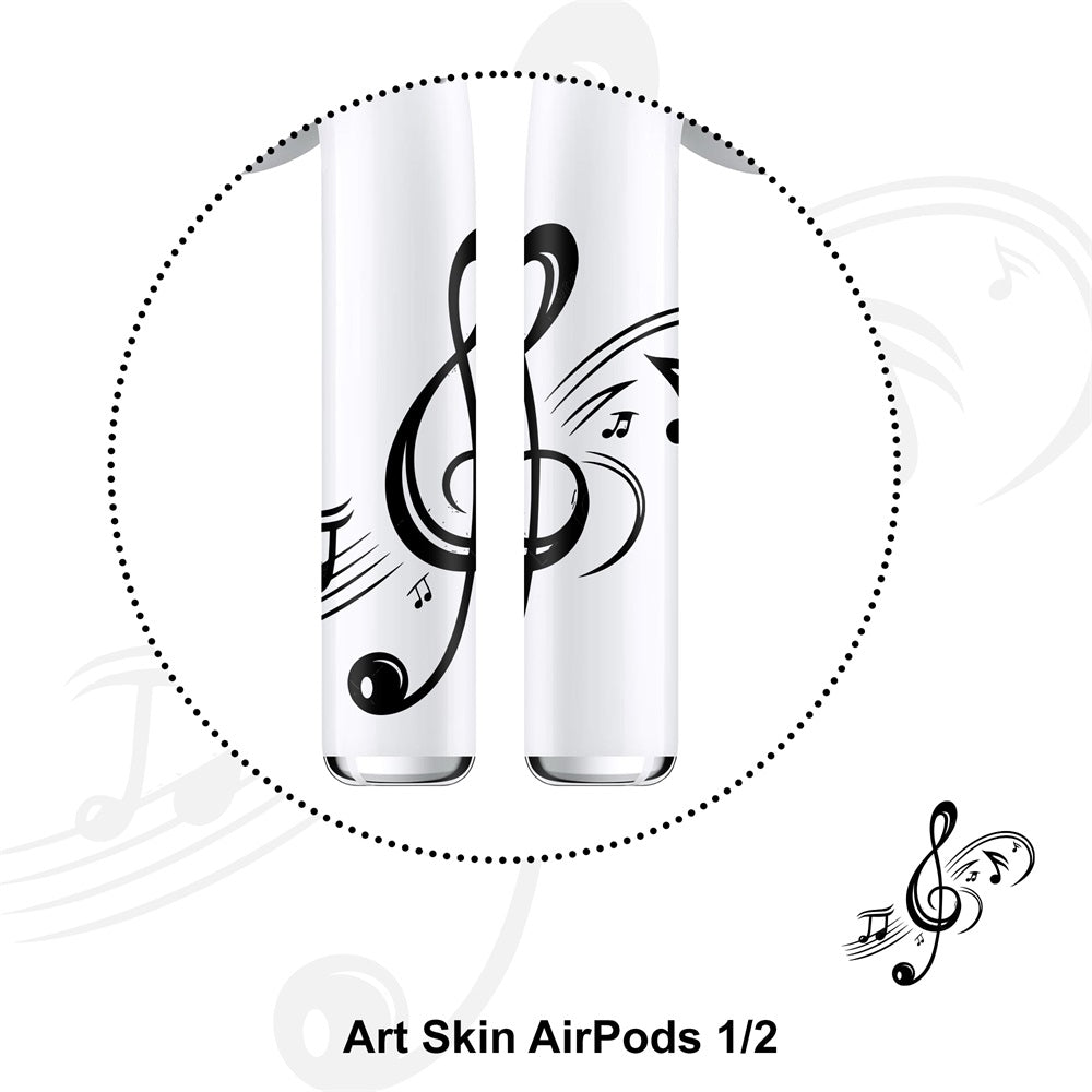 Sticker Autoadhesivo para Audifonos Airpods 1-2 Musica Negro