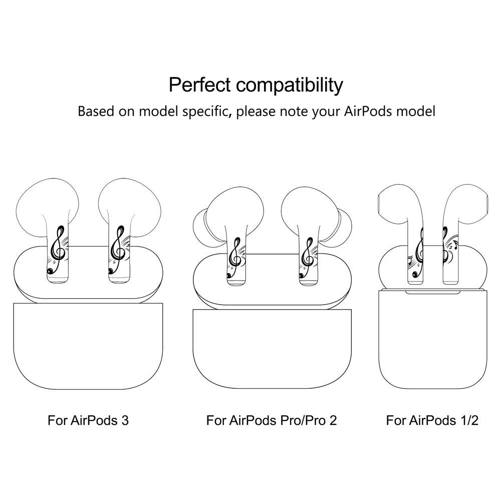 Sticker Autoadhesivo para Audifonos Airpods 1-2 Musica Negro