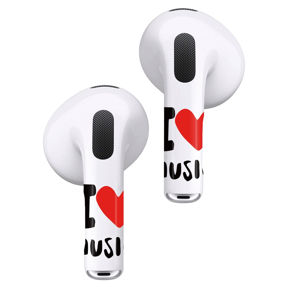 Sticker Autoadhesivo para Audifonos Airpods 3 I Love Music