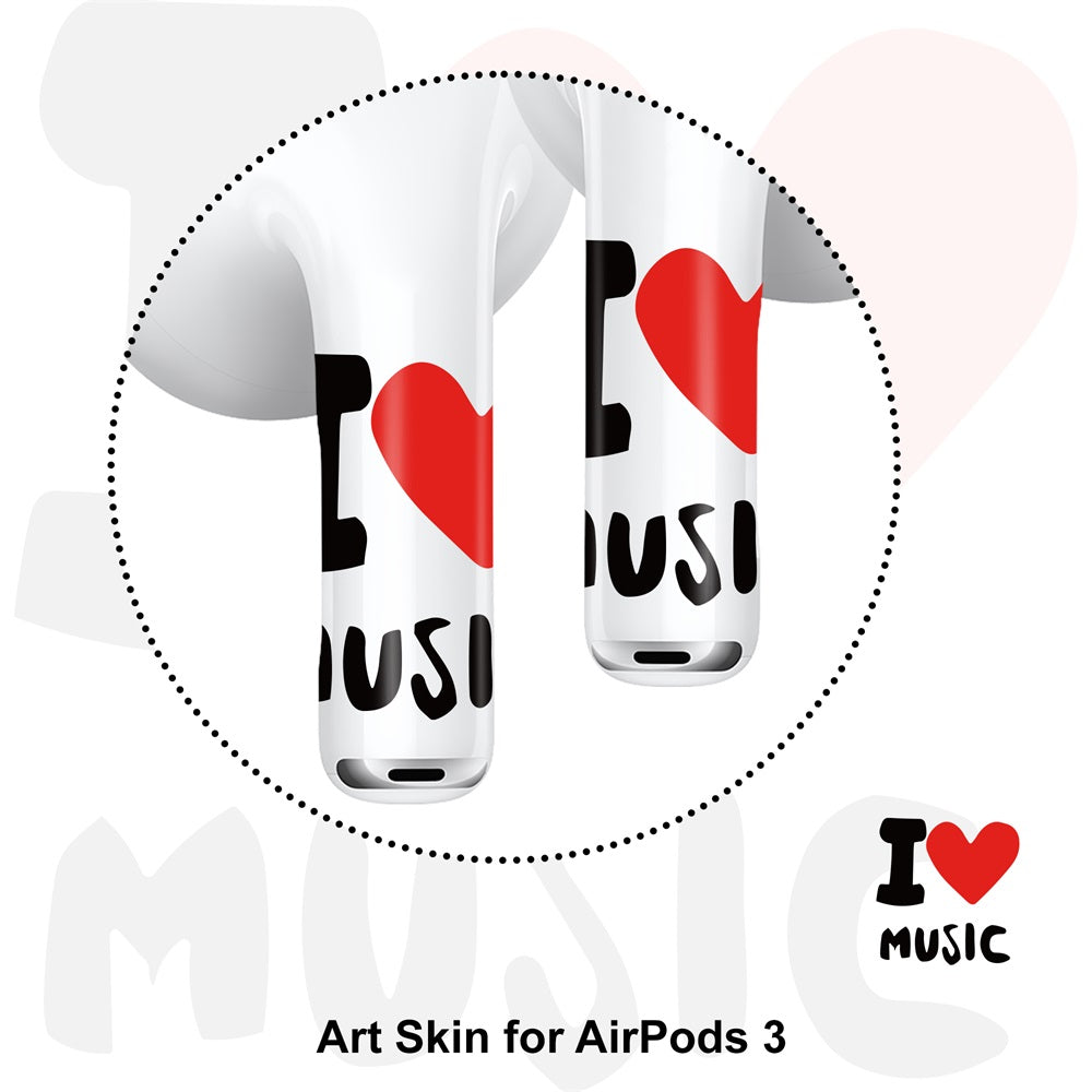 Sticker Autoadhesivo para Audifonos Airpods 3 I Love Music