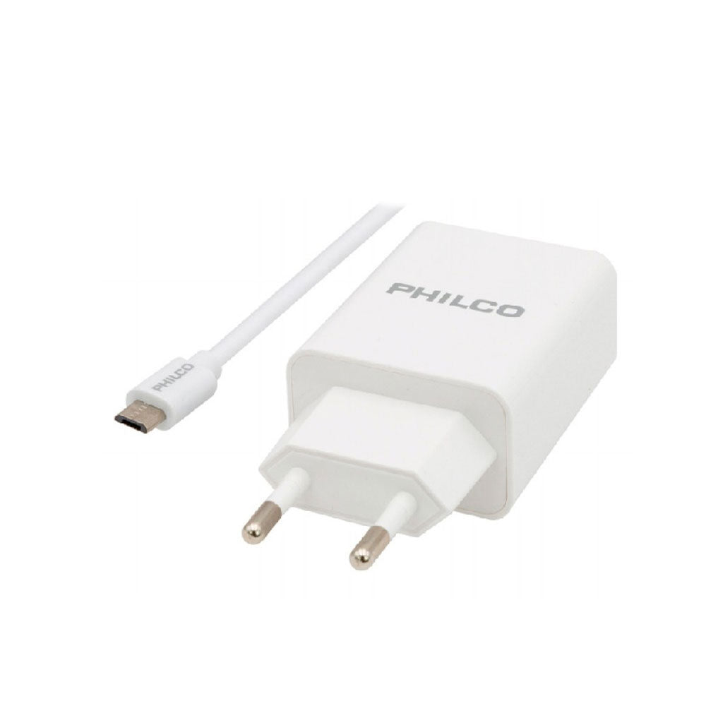 Cargador Philco 79220R2100 2.1A Doble USB con cable Blanco
