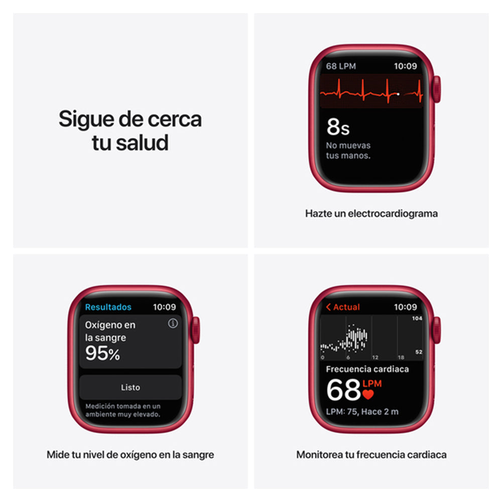 Apple Watch S7 GPS 45 mm Correa deportiva Rojo