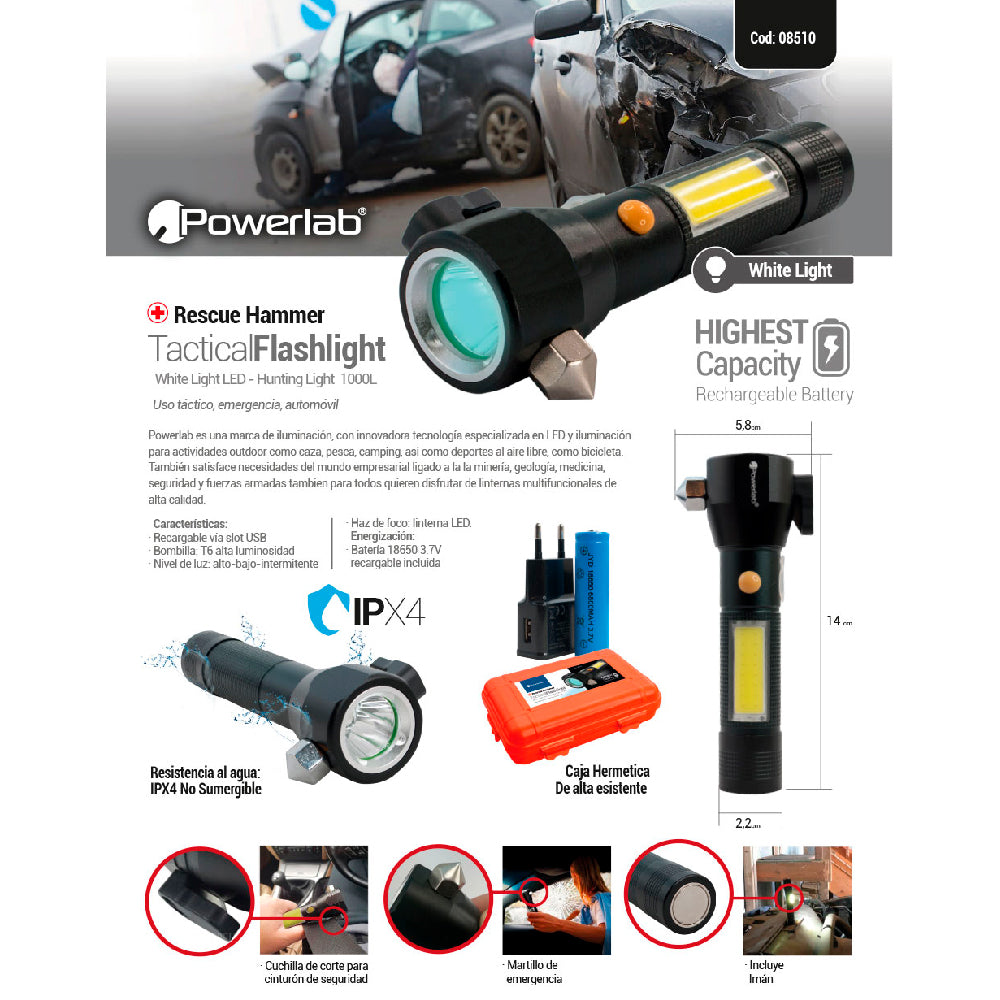 Linterna Powerlab Tactical Flashlight 8510 Led para Auto