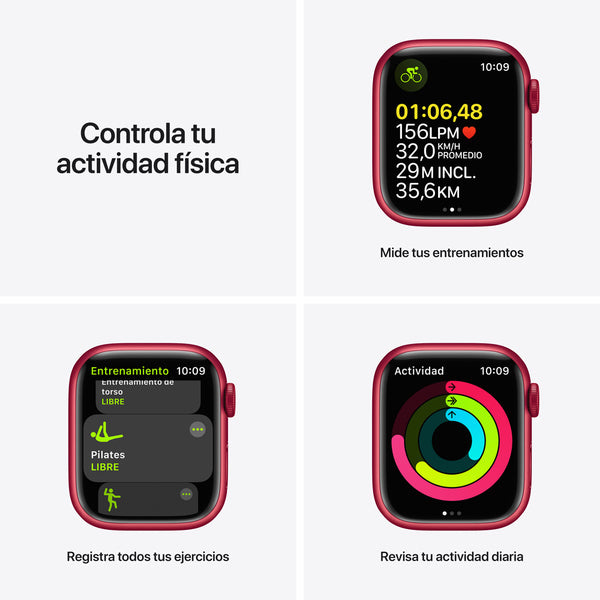 Apple Watch S7 GPS 45 mm Correa deportiva Rojo