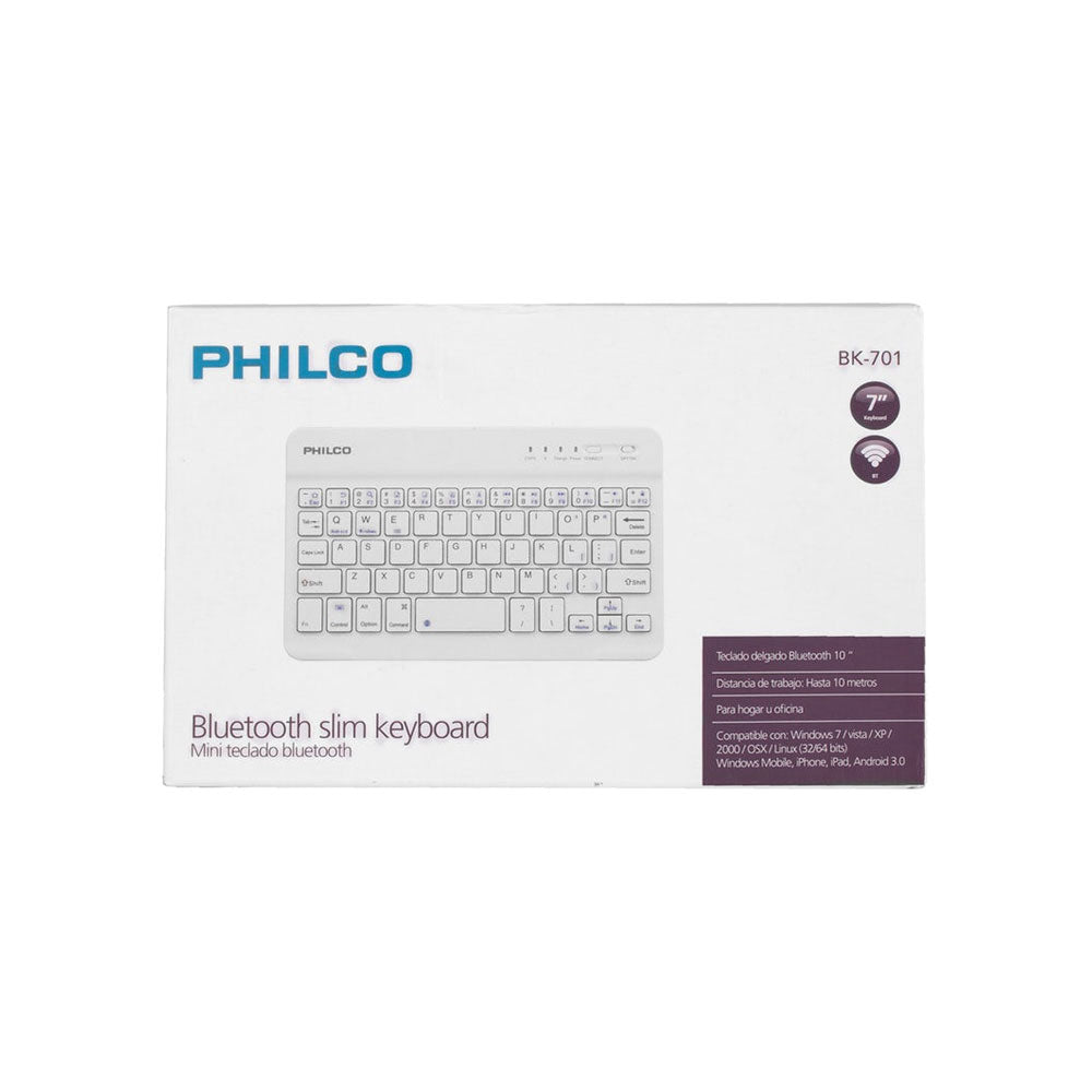 Mini Teclado Philco 7 Pulg Bluetooth PC Android iOS BK701