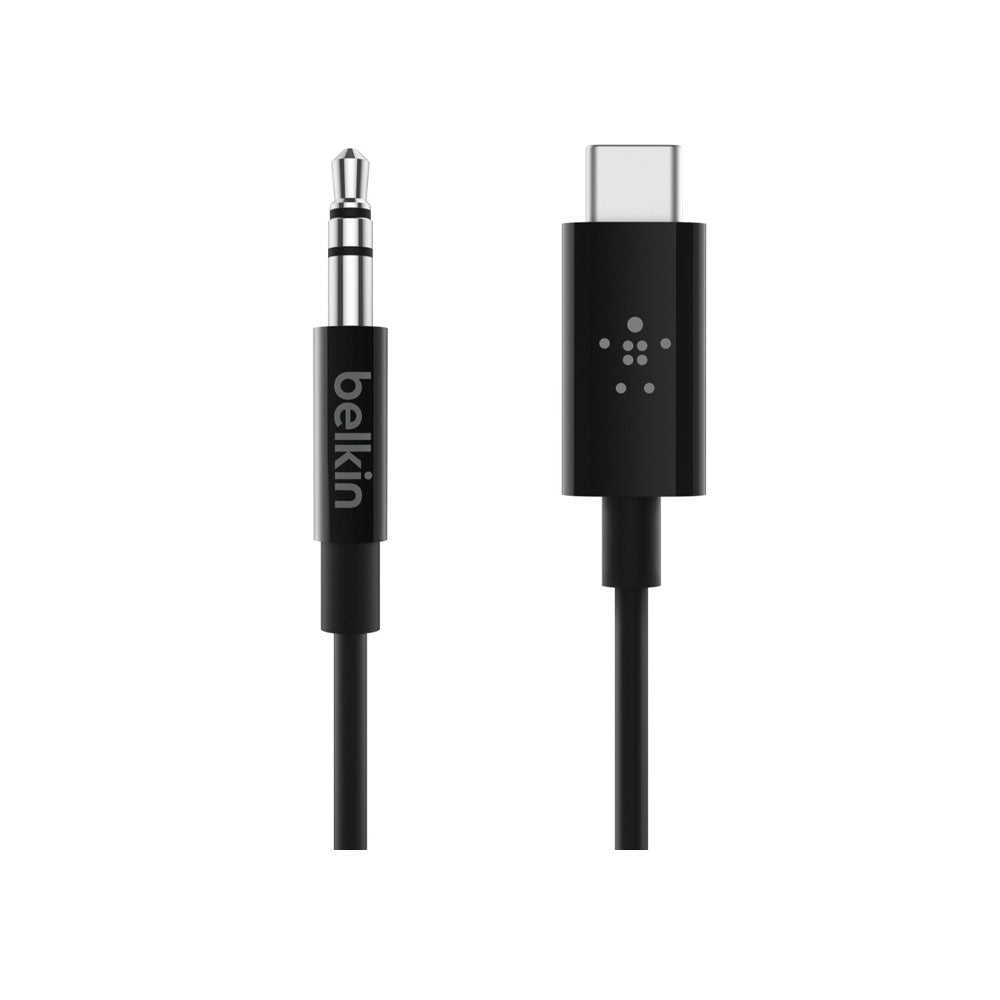Cable audio Belkin 3.5 mm a USB C Rockstar Negro