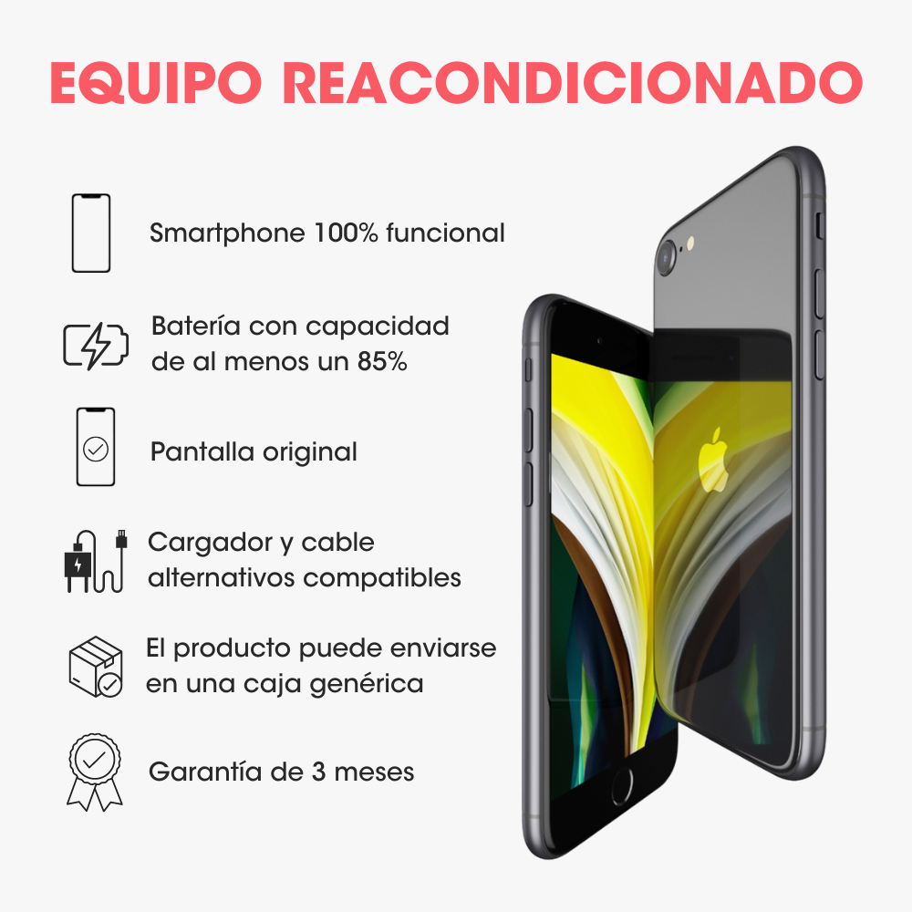 iPhone SE 2da Generacion 64GB Negro Reacondicionado