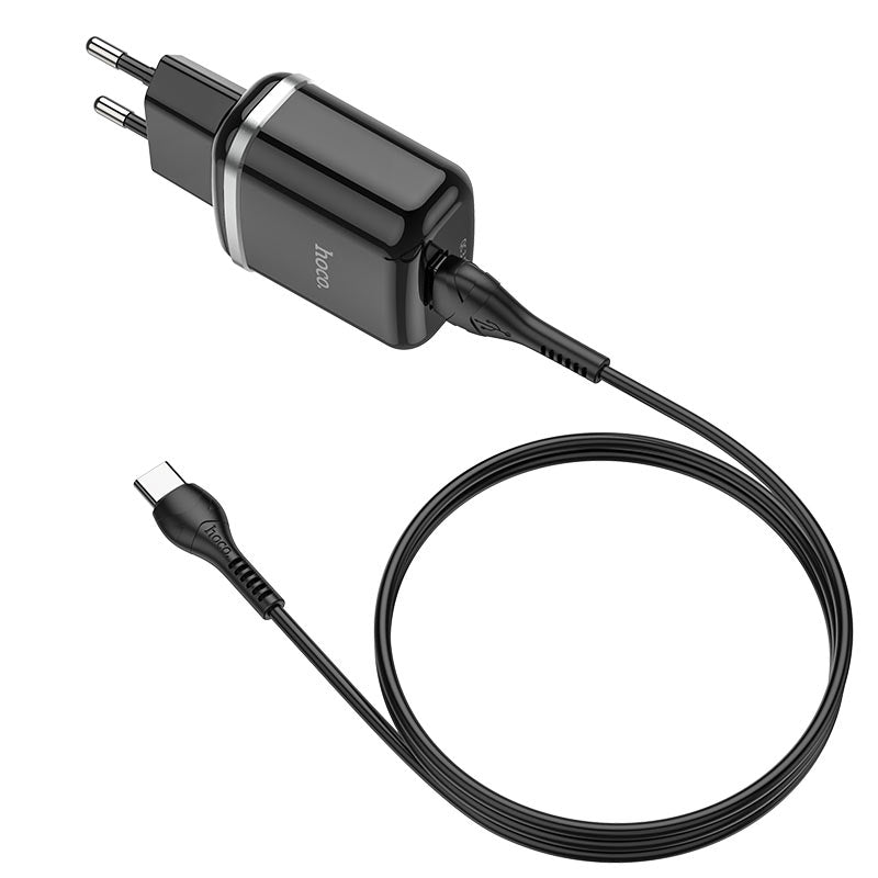 Hoco Cargador N3 QC3.0 Cable Tipo C Negro
