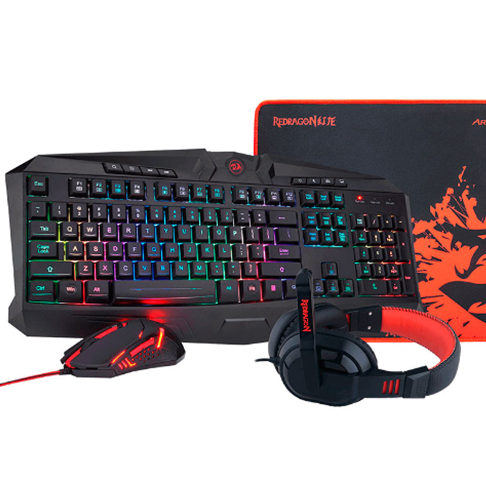 Kit Teclado Mouse Audífono y Mousepad Redragon S101-BA-1