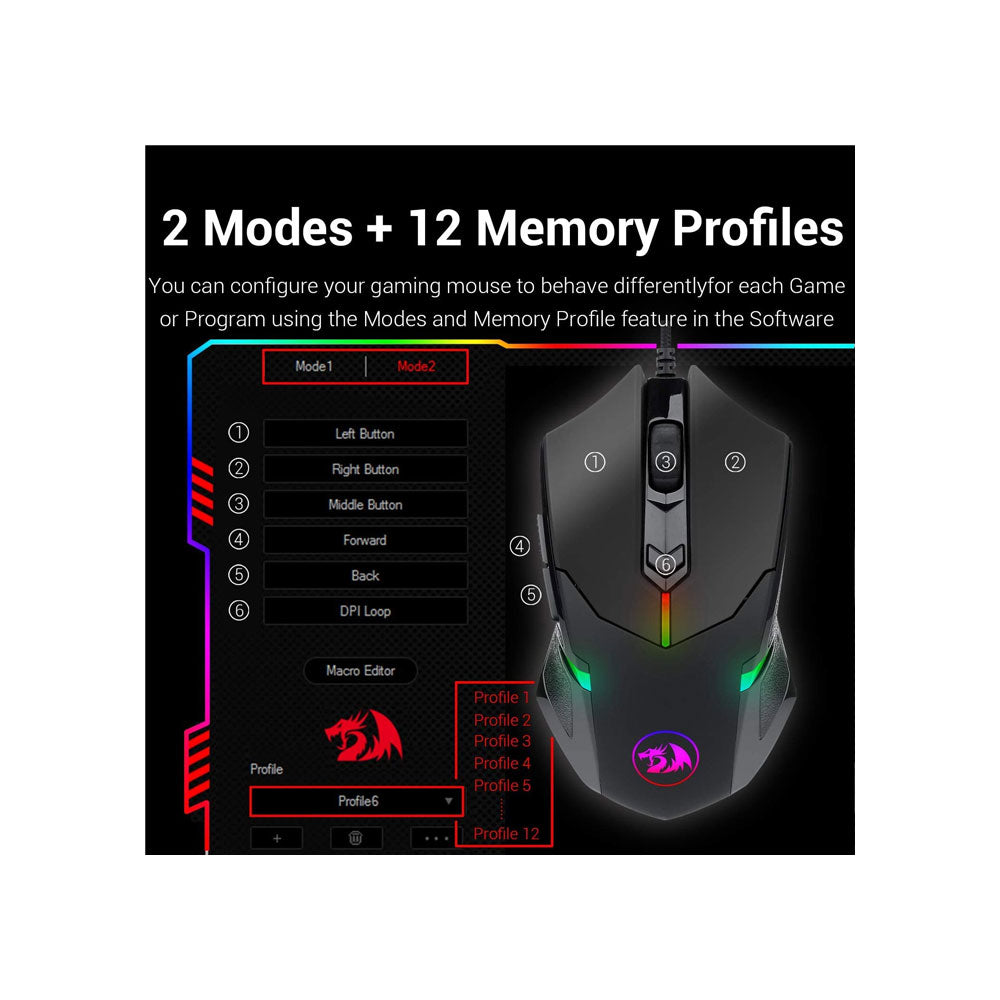 Mouse gamer Redragon Centrophorus 2 M601 RGB 7 botones