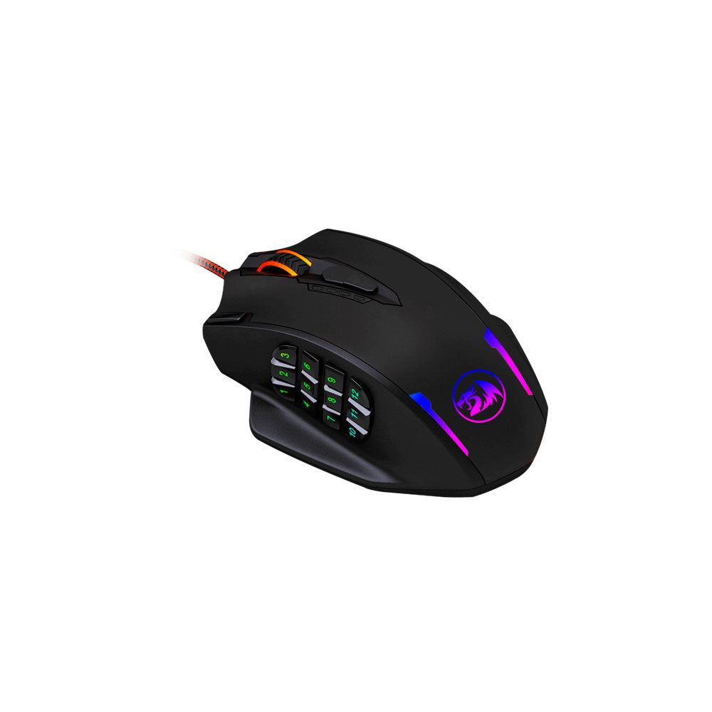 Mouse gamer Redragon Impact M908 RGB 18 botones 12400 DPI