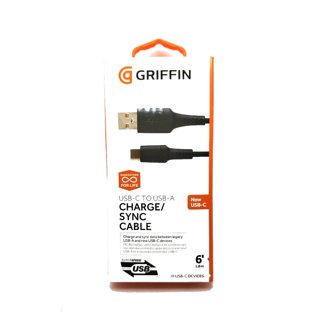 Cable Griffin USB A a USB tipo C 1.8m Negro