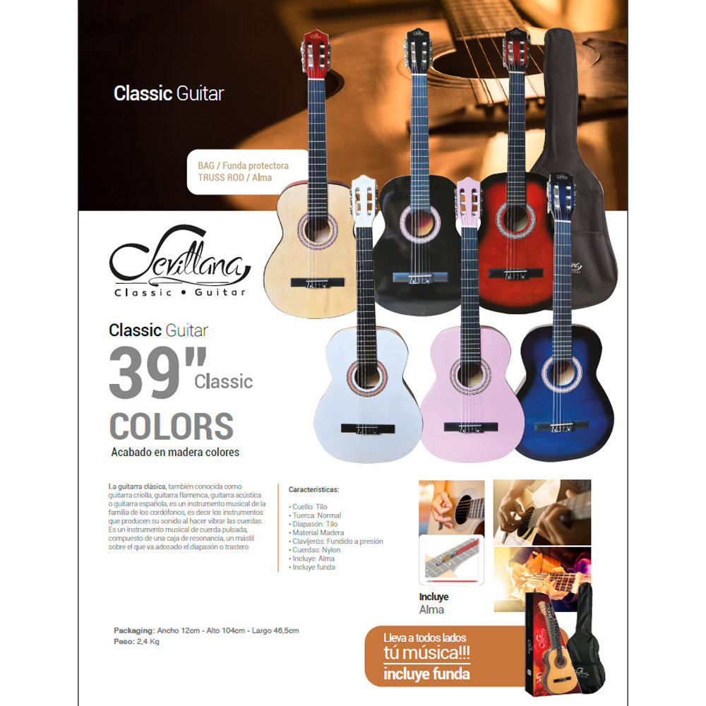 Guitarra Clasica Sevillana 8447 39 Pulgadas + Funda Sunberts