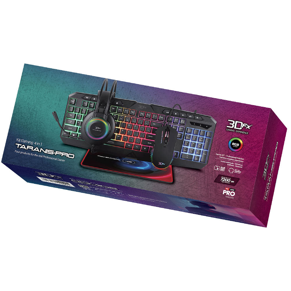 Kit Gamer 3DFX Taranis Pro Teclado Mouse Audifonos Mouse Pad