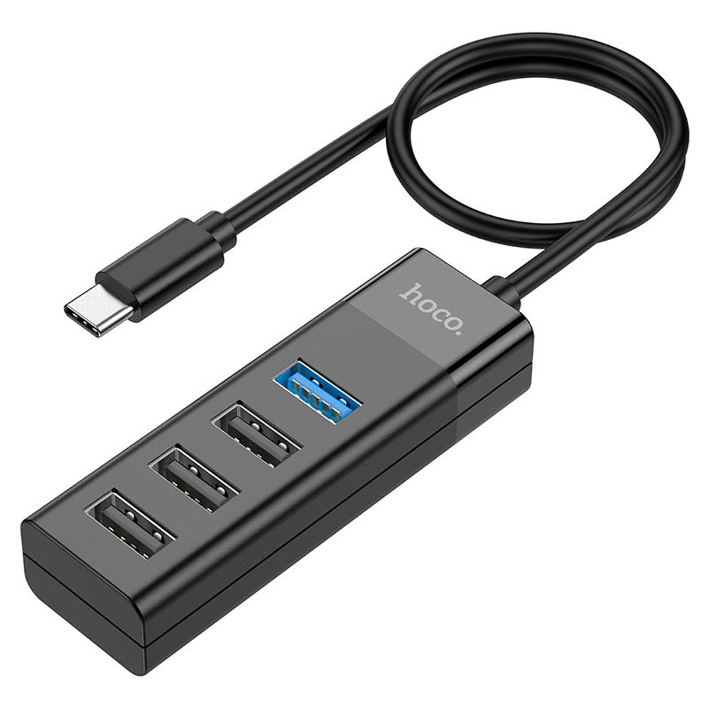 Adaptador Hoco HB25 Easy Tipo C a USB 3.0 + USB 2.0*3 Negro