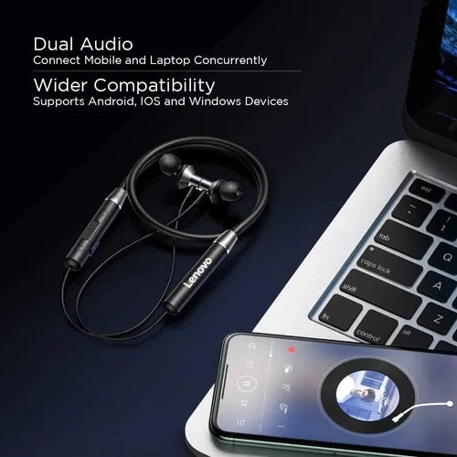 Audifonos Lenovo HE05 In Ear Bluetooth 5.0 Neckband Negro