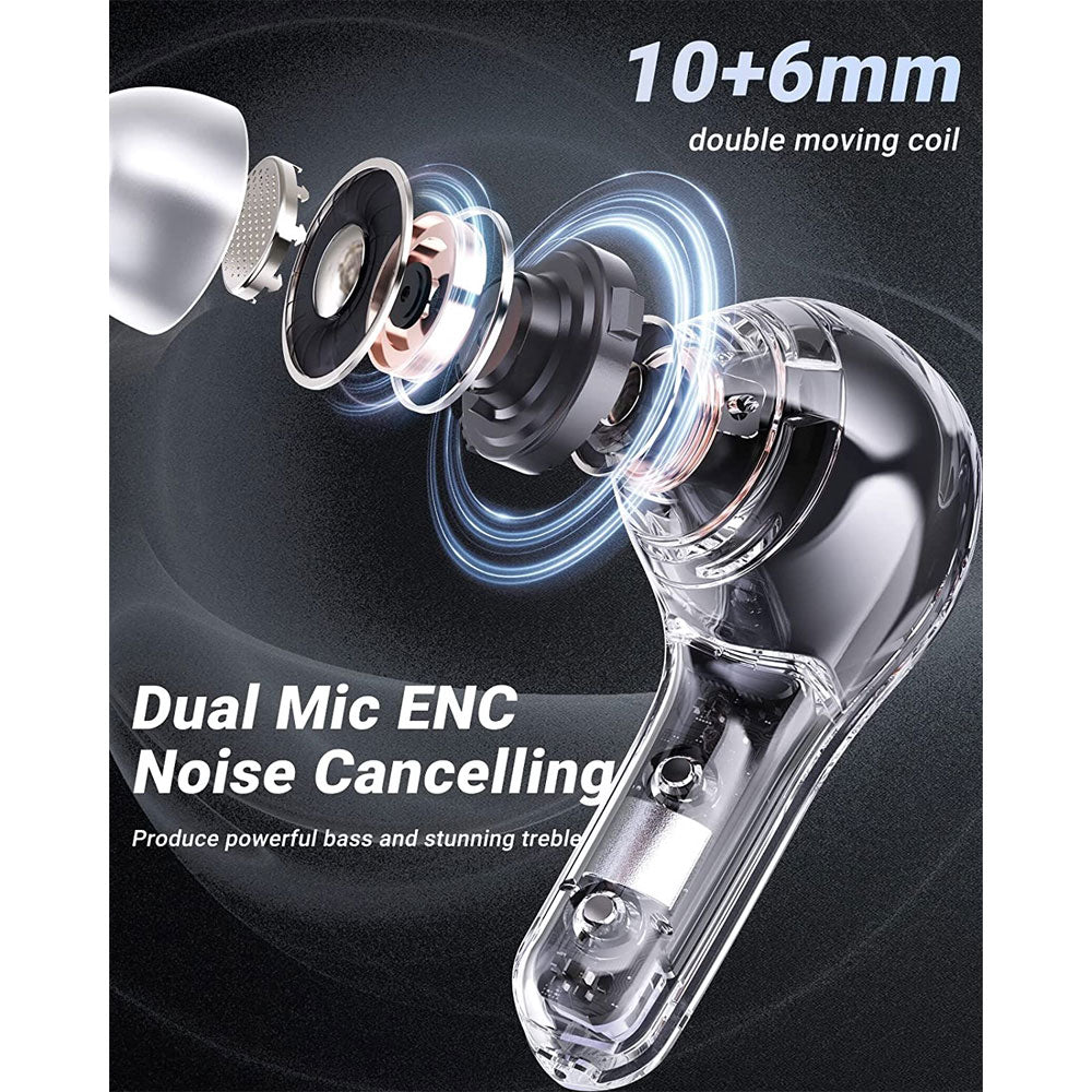 Audifonos Acefast T8 Crystal TWS In Ear Bluetooth Negro