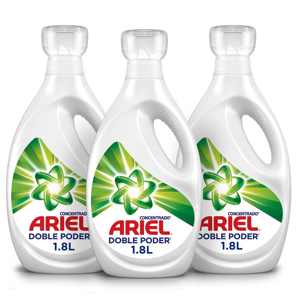 3 Pack Detergente Líquido Concentrado Ariel Doble Poder 1.8L
