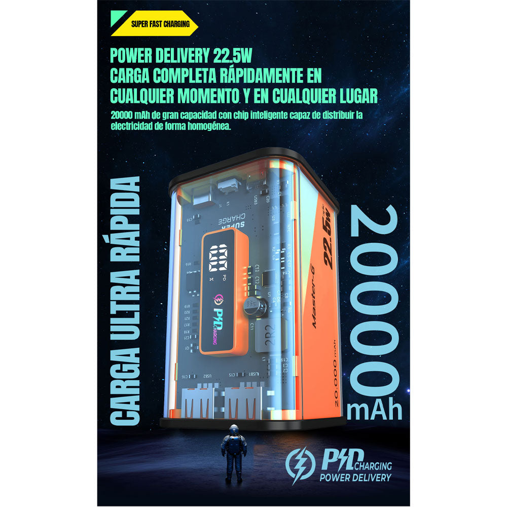 Cargador Portátil Master G UCP20000T 20.000 mAh Transparente