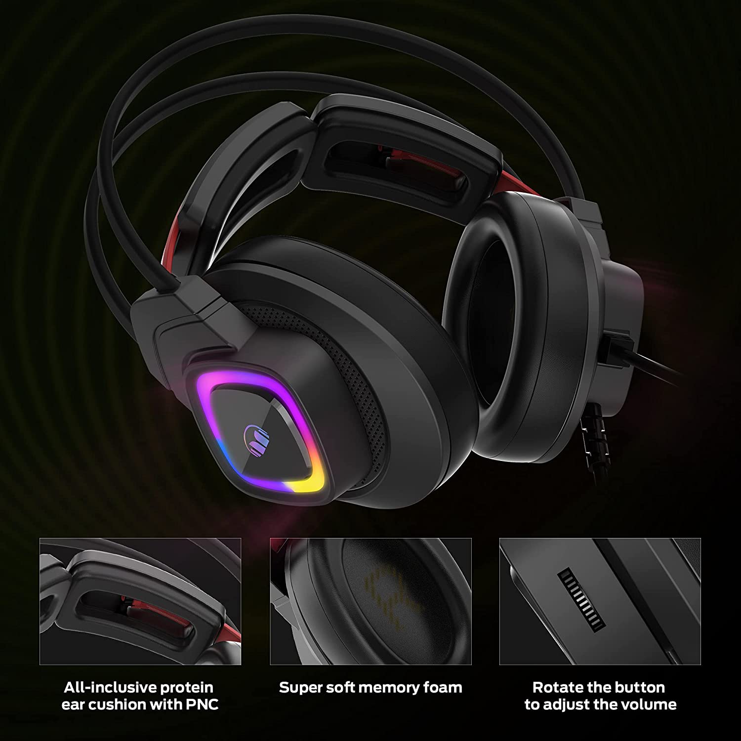 Audifonos Gamer Monster Mission Bot RGB PC PS4 Xbox Negro