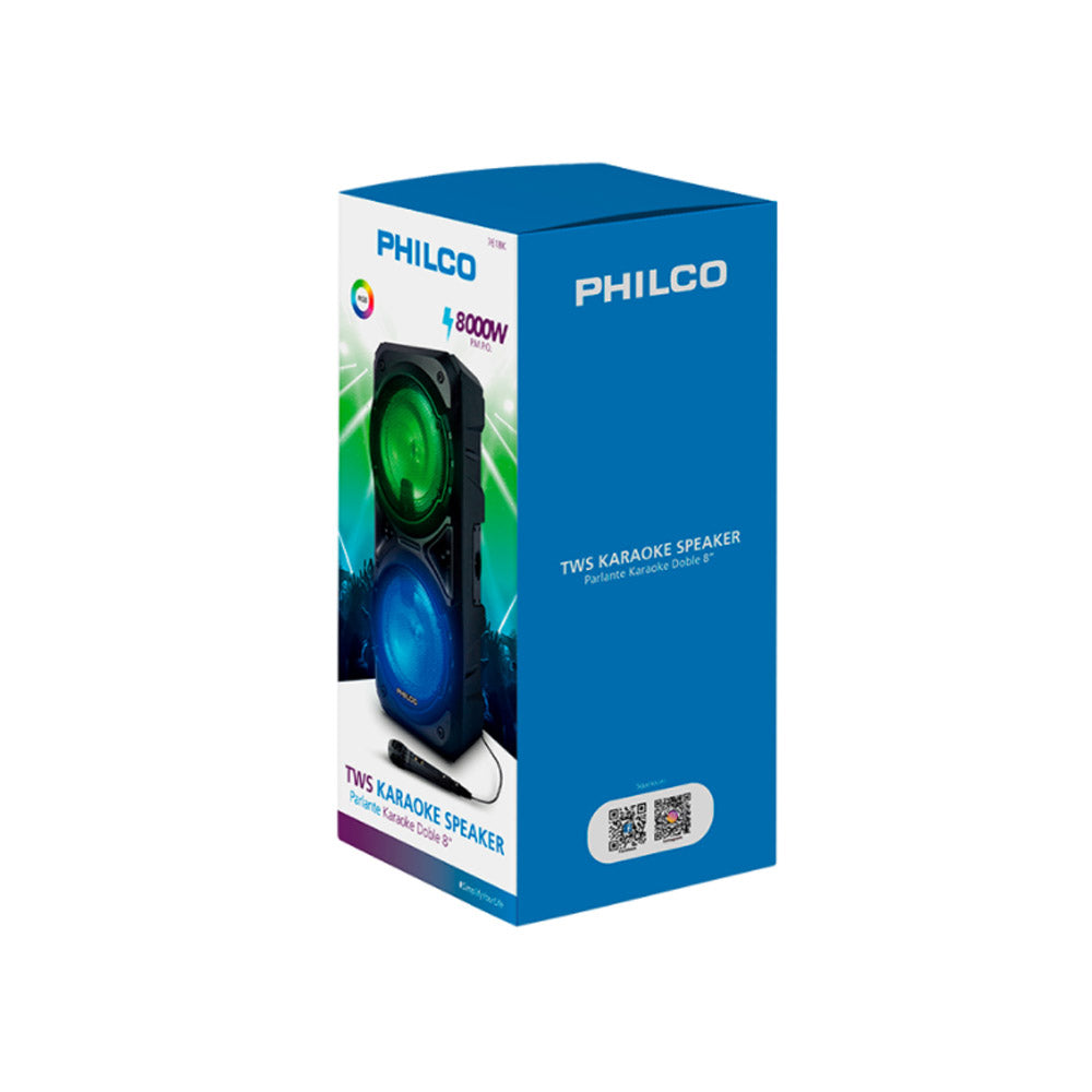 Parlante Philco 761BK Karaoke Bluetooth Doble 8 Pulg 8000W