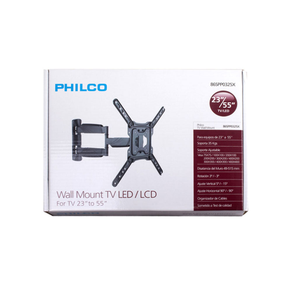 Soporte para TV Philco 23 a 55 pulg brazo ajustable SPP0325X