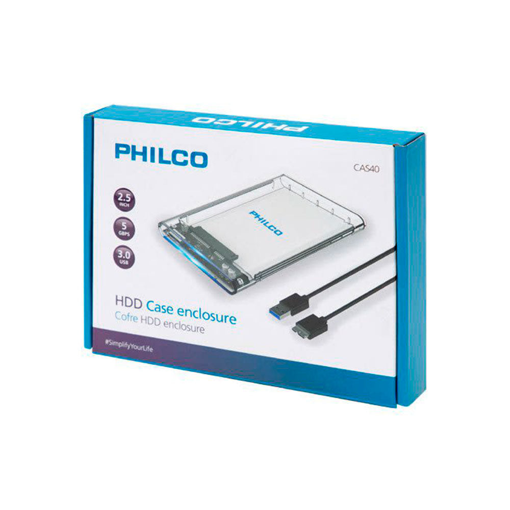 Estuche Philco para disco duro 2.5 pulg 5 Gbps USB 3.0 Cas40
